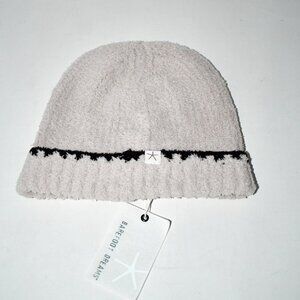 Barefoot Dreams Cozychic Ribbed Blanket Stitch Beanie in Stone #BDWCC25942 NWT D